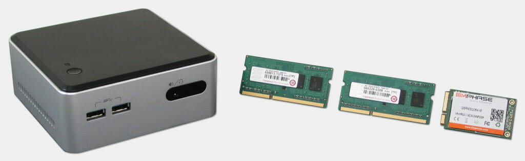 Der Intel NUC mit Transcend-Speicher und Solid-State-Festplatte von Emphase