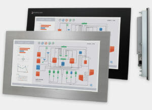 19,5-Zoll-Industrie-Einbaumonitor und -Touchscreen, Front- und Seitenansicht