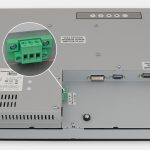 19-Zoll-Industrie-Rackmonitor und robuste Touchscreens nach IP20, Ansicht DC-Kabelausgang