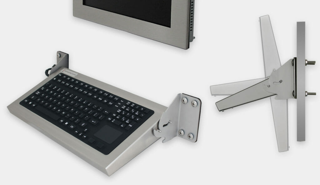 Klappbare Industrie-Tastaturen für Wandmontage mit Zeigegerät, Schutzart IP65/IP66