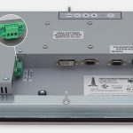 12-Zoll-Industrie-Einbaumonitore und robuste Touchscreens der Schutzart IP65/IP66, Ansicht DC-Kabelausgang
