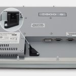 15-Zoll-Industrie-Einbaumonitore und robuste Touchscreens der Schutzart IP65/IP66, Ansicht AC-Kabelausgang