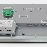 17-Zoll-Industrie-Einbaumonitore und robuste Touchscreens der Schutzart IP65/IP66, Ansicht DC-Kabelausgang