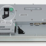 17-Zoll-Industrie-Einbaumonitore und robuste Touchscreens der Schutzart IP65/IP66, Ansicht Kabelausgang